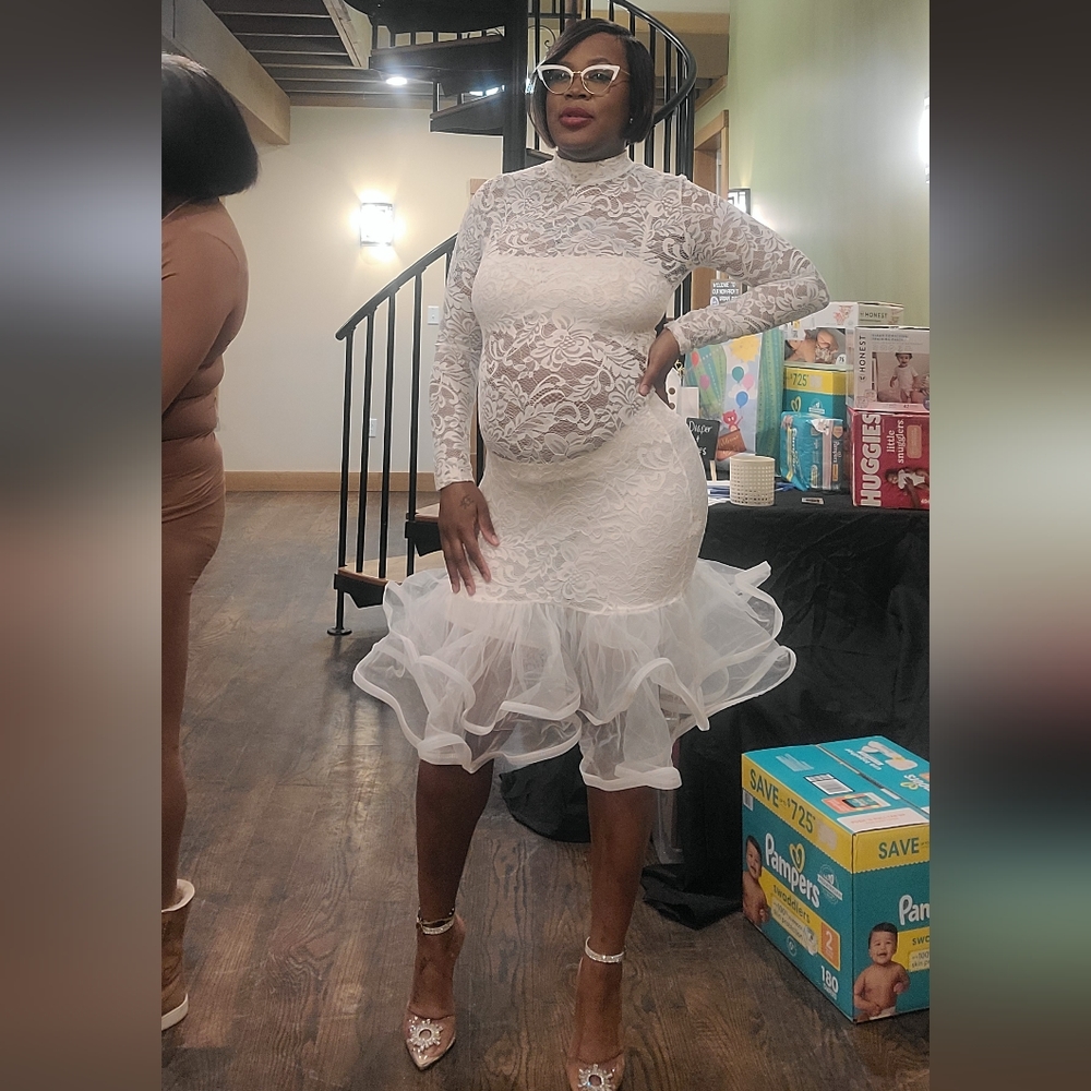 Lace Ruffled Cocktail Dress